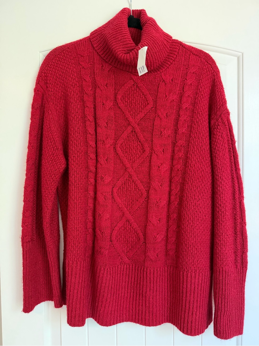 NWT GAP Red Cable Knit Turtleneck Sweater - M